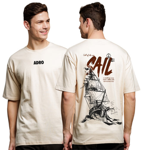 Adro Oversize T shirt for men | Drop shoulder T shirt | Mens Oversize T-shirt | 220 GSM Cotton Oversize Tshirt | Trendy Front and Back Printed T shirt