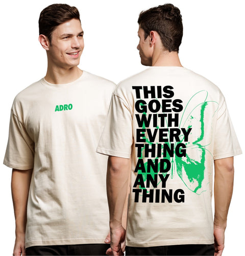 Adro Oversize T shirt for men | Drop shoulder T shirt | Mens Oversize T-shirt | 220 GSM Cotton Oversize Tshirt | Trendy Front and Back Printed T shirt
