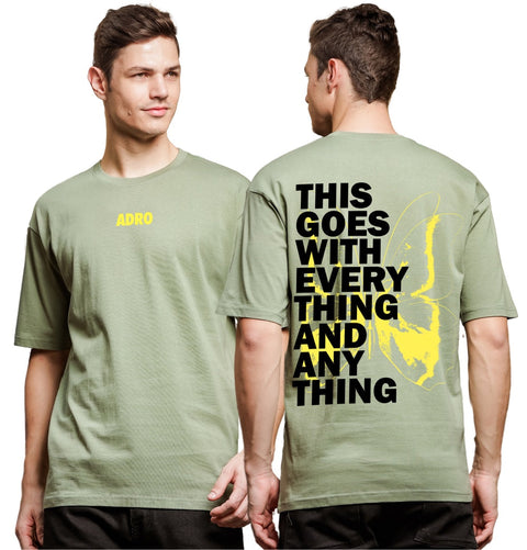 Adro Oversize T shirt for men | Drop shoulder T shirt | Mens Oversize T-shirt | 220 GSM Cotton Oversize Tshirt | Trendy Front and Back Printed T shirt