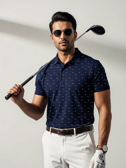 Adro Polo T-Shirt for Men – 100% Cotton Soft Fabric | Regular Fit Polo Tshirt | All over Printed Cotton Polo T Shirt for Men