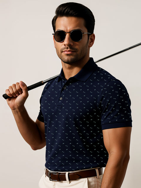 Adro Polo T-Shirt for Men – 100% Cotton Soft Fabric | Regular Fit Polo Tshirt | All over Printed Cotton Polo T Shirt for Men