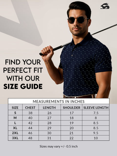 Adro Polo T-Shirt for Men – 100% Cotton Soft Fabric | Regular Fit Polo Tshirt | All over Printed Cotton Polo T Shirt for Men