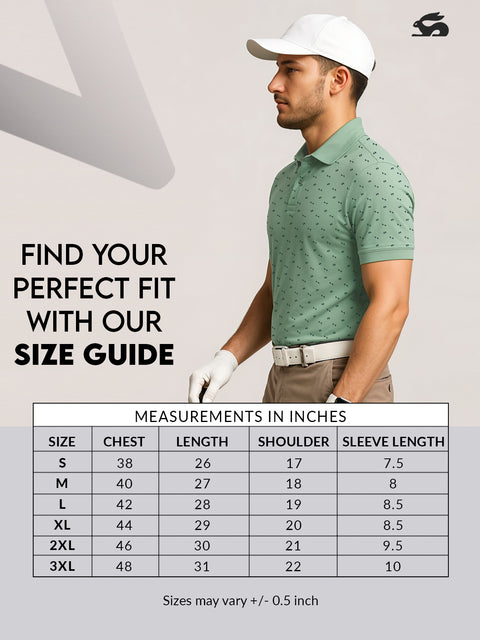 Adro Polo T-Shirt for Men – 100% Cotton Soft Fabric | Regular Fit Polo Tshirt | All over Printed Cotton Polo T Shirt for Men