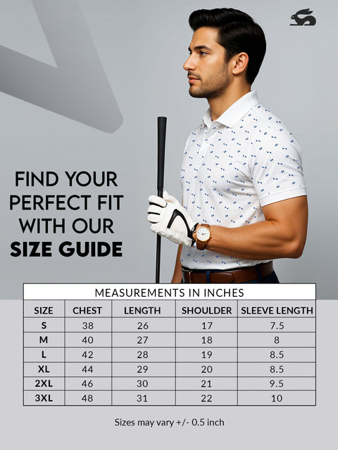 Adro Polo T-Shirt for Men – 100% Cotton Soft Fabric | Regular Fit Polo Tshirt | All over Printed Cotton Polo T Shirt for Men