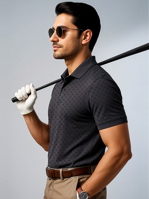 Adro Polo T-Shirt for Men – 100% Cotton Soft Fabric | Regular Fit Polo Tshirt | All over Printed Cotton Polo T Shirt for Men