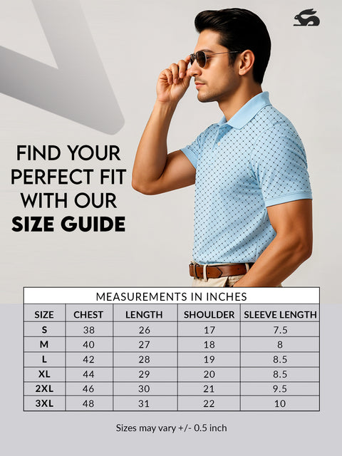 Adro Polo T-Shirt for Men – 100% Cotton Soft Fabric | Regular Fit Polo Tshirt | All over Printed Cotton Polo T Shirt for Men