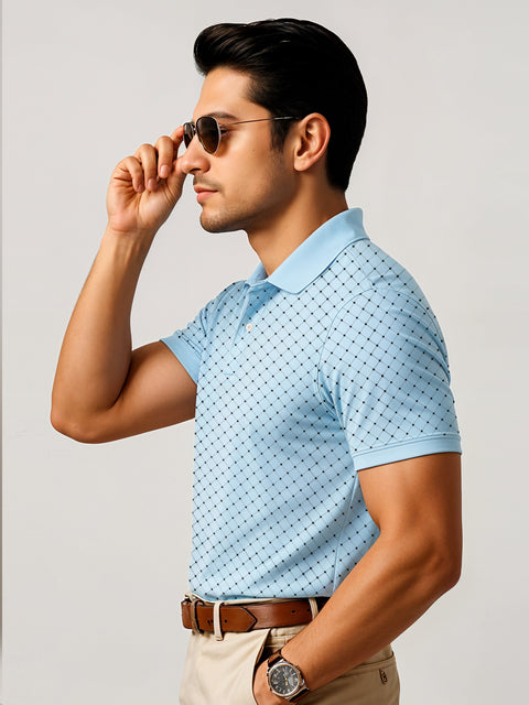 Adro Polo T-Shirt for Men – 100% Cotton Soft Fabric | Regular Fit Polo Tshirt | All over Printed Cotton Polo T Shirt for Men