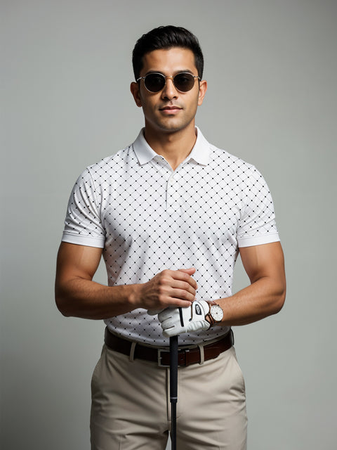 Adro Polo T-Shirt for Men – 100% Cotton Soft Fabric | Regular Fit Polo Tshirt | All over Printed Cotton Polo T Shirt for Men