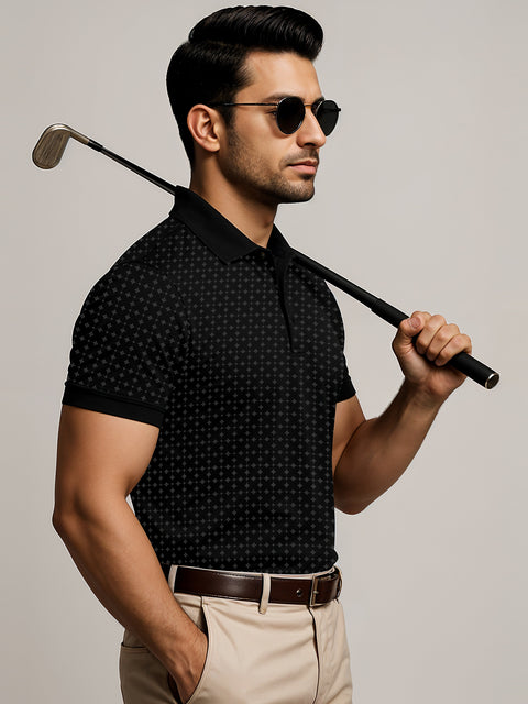 Adro Polo T-Shirt for Men – 100% Cotton Soft Fabric | Regular Fit Polo Tshirt | All over Printed Cotton Polo T Shirt for Men