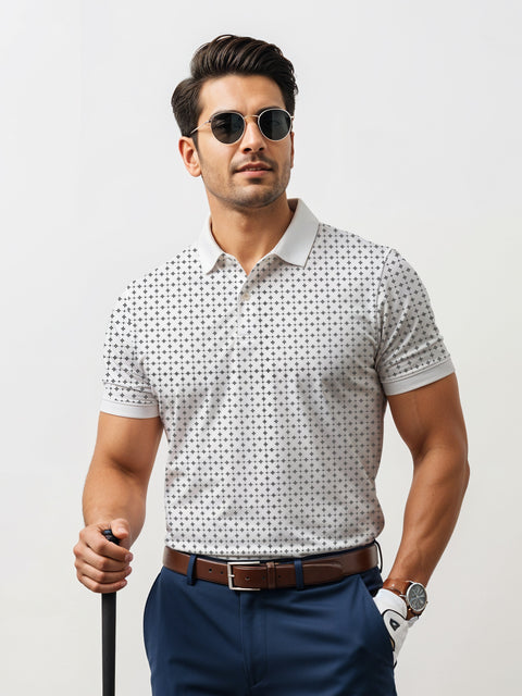 Adro Polo T-Shirt for Men – 100% Cotton Soft Fabric | Regular Fit Polo Tshirt | All over Printed Cotton Polo T Shirt for Men