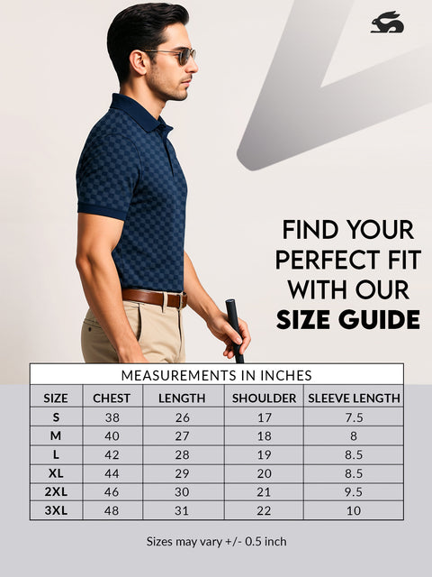 Adro Polo T-Shirt for Men – 100% Cotton Soft Fabric | Regular Fit Polo Tshirt | All over Printed Cotton Polo T Shirt for Men