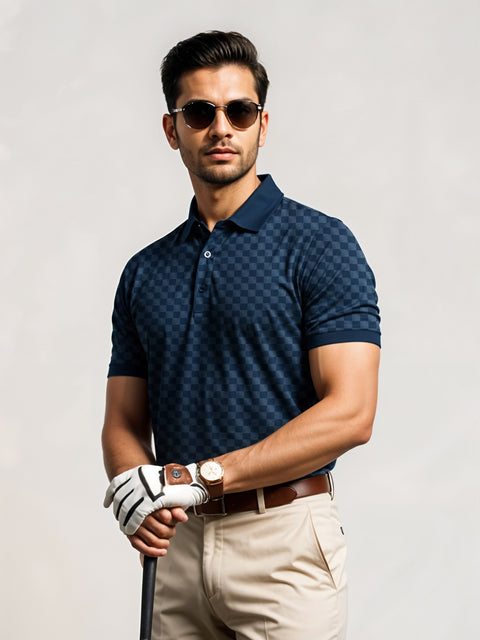 Adro Polo T-Shirt for Men – 100% Cotton Soft Fabric | Regular Fit Polo Tshirt | All over Printed Cotton Polo T Shirt for Men