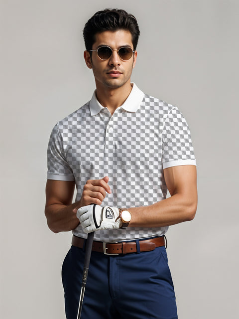 Adro Polo T-Shirt for Men – 100% Cotton Soft Fabric | Regular Fit Polo Tshirt | All over Printed Cotton Polo T Shirt for Men