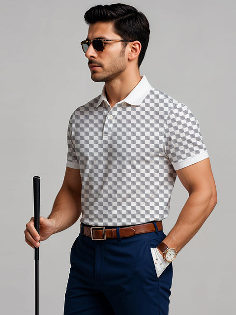 Adro Polo T-Shirt for Men – 100% Cotton Soft Fabric | Regular Fit Polo Tshirt | All over Printed Cotton Polo T Shirt for Men