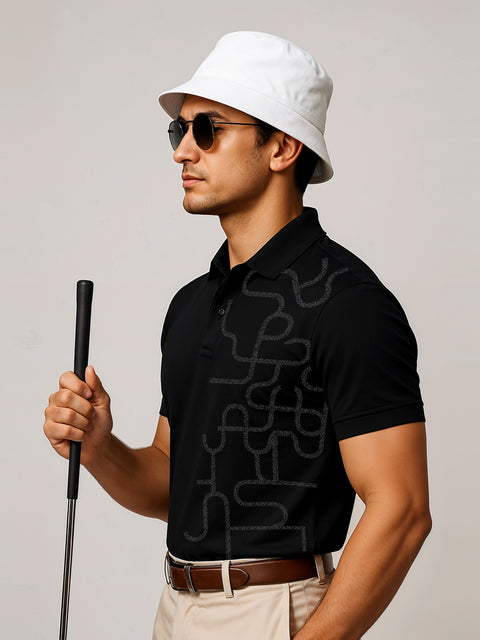 Adro Polo T-Shirt for Men – 100% Cotton Soft Fabric | Regular Fit Polo Tshirt | All over Printed Cotton Polo T Shirt for Men