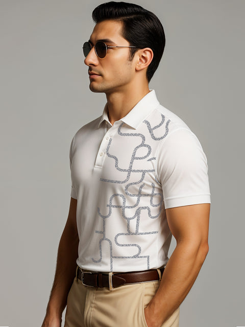 Adro Polo T-Shirt for Men – 100% Cotton Soft Fabric | Regular Fit Polo Tshirt | All over Printed Cotton Polo T Shirt for Men