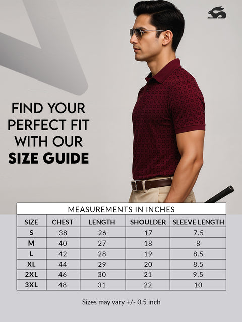Adro Polo T-Shirt for Men – 100% Cotton Soft Fabric | Regular Fit Polo Tshirt | All over Printed Cotton Polo T Shirt for Men