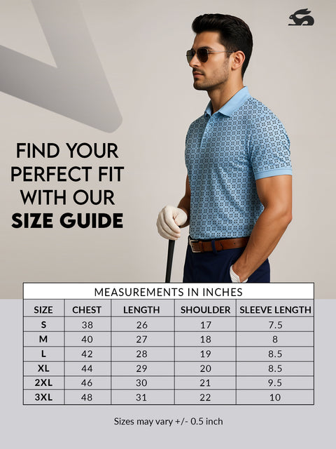 Adro Polo T-Shirt for Men – 100% Cotton Soft Fabric | Regular Fit Polo Tshirt | All over Printed Cotton Polo T Shirt for Men