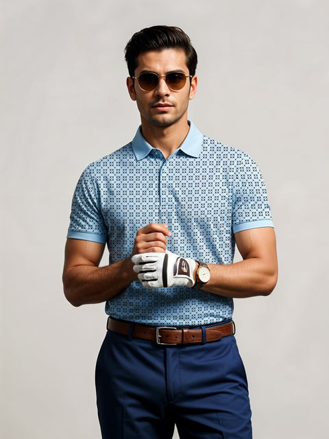Adro Polo T-Shirt for Men – 100% Cotton Soft Fabric | Regular Fit Polo Tshirt | All over Printed Cotton Polo T Shirt for Men