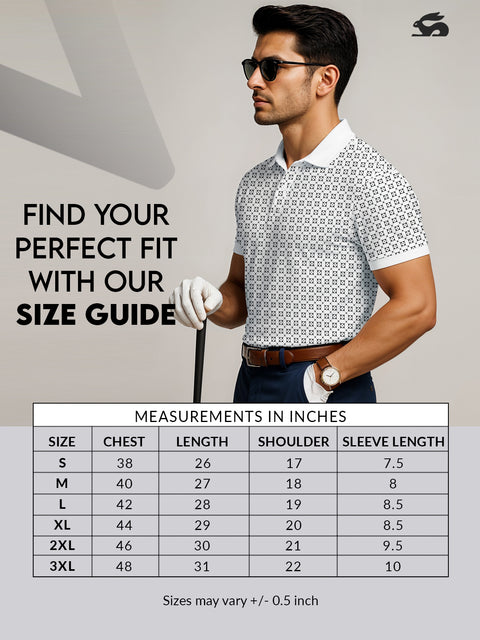 Adro Polo T-Shirt for Men – 100% Cotton Soft Fabric | Regular Fit Polo Tshirt | All over Printed Cotton Polo T Shirt for Men