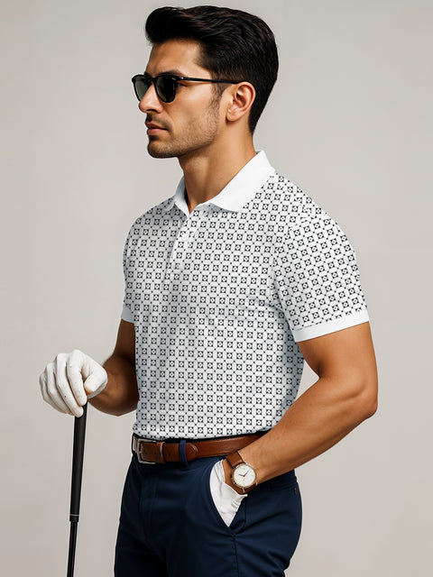 Adro Polo T-Shirt for Men – 100% Cotton Soft Fabric | Regular Fit Polo Tshirt | All over Printed Cotton Polo T Shirt for Men