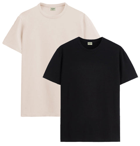 ADRO Mens T Shirts | Solid Tshirts for Men | Pure Cotton Lycra Fabric | 4 Way Stretch Smart tech Tshirt | Pack of 2 Round Neck T-Shirt for Summer