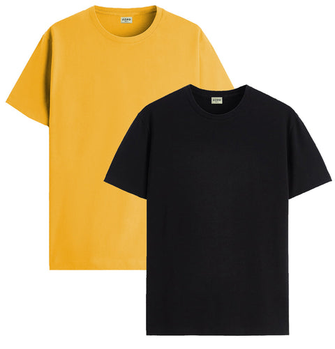 ADRO Mens T Shirts | Solid Tshirts for Men | Pure Cotton Lycra Fabric | 4 Way Stretch Smart tech Tshirt | Pack of 2 Round Neck T-Shirt for Summer