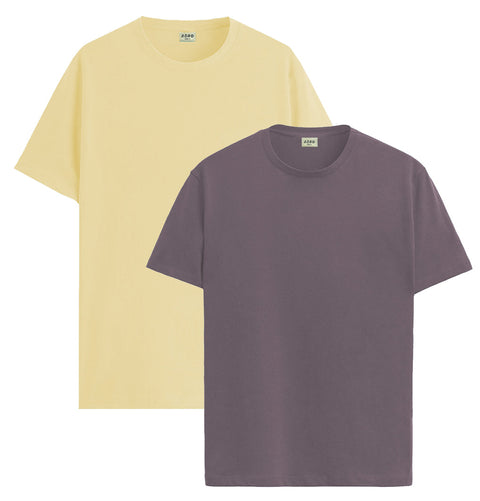 ADRO Mens T Shirts | Solid Tshirts for Men | Pure Cotton Lycra Fabric | 4 Way Stretch Smart tech Tshirt | Pack of 2 Round Neck T-Shirt for Summer