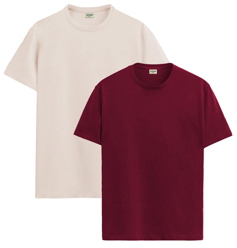 ADRO Mens T Shirts | Solid Tshirts for Men | Pure Cotton Lycra Fabric | 4 Way Stretch Smart tech Tshirt | Pack of 2 Round Neck T-Shirt for Summer
