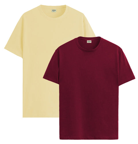 ADRO Mens T Shirts | Solid Tshirts for Men | Pure Cotton Lycra Fabric | 4 Way Stretch Smart tech Tshirt | Pack of 2 Round Neck T-Shirt for Summer