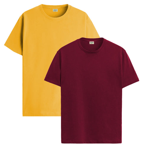 ADRO Mens T Shirts | Solid Tshirts for Men | Pure Cotton Lycra Fabric | 4 Way Stretch Smart tech Tshirt | Pack of 2 Round Neck T-Shirt for Summer