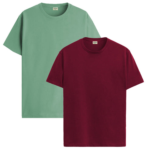 ADRO Mens T Shirts | Solid Tshirts for Men | Pure Cotton Lycra Fabric | 4 Way Stretch Smart tech Tshirt | Pack of 2 Round Neck T-Shirt for Summer