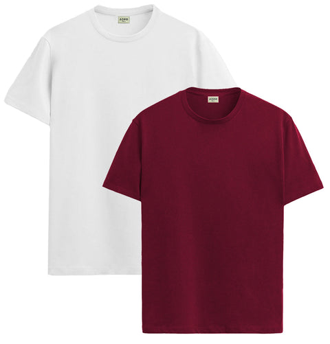 ADRO Mens T Shirts | Solid Tshirts for Men | Pure Cotton Lycra Fabric | 4 Way Stretch Smart tech Tshirt | Pack of 2 Round Neck T-Shirt for Summer