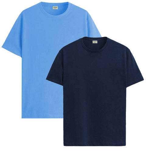 ADRO Mens T Shirts | Solid Tshirts for Men | Pure Cotton Lycra Fabric | 4 Way Stretch Smart tech Tshirt | Pack of 2 Round Neck T-Shirt for Summer