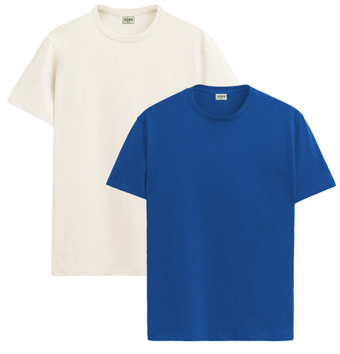 ADRO Mens T Shirts | Solid Tshirts for Men | Pure Cotton Lycra Fabric | 4 Way Stretch Smart tech Tshirt | Pack of 2 Round Neck T-Shirt for Summer