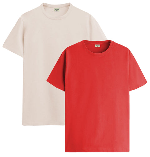 ADRO Mens T Shirts | Solid Tshirts for Men | Pure Cotton Lycra Fabric | 4 Way Stretch Smart tech Tshirt | Pack of 2 Round Neck T-Shirt for Summer