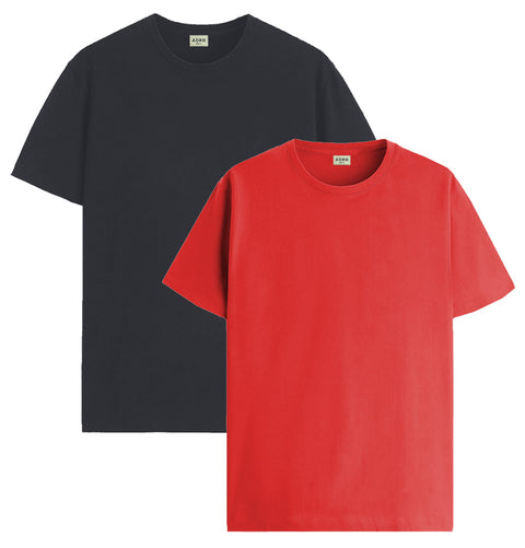 ADRO Mens T Shirts | Solid Tshirts for Men | Pure Cotton Lycra Fabric | 4 Way Stretch Smart tech Tshirt | Pack of 2 Round Neck T-Shirt for Summer