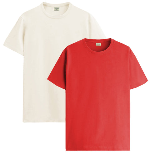 ADRO Mens T Shirts | Solid Tshirts for Men | Pure Cotton Lycra Fabric | 4 Way Stretch Smart tech Tshirt | Pack of 2 Round Neck T-Shirt for Summer