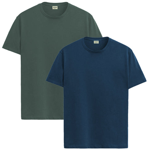 ADRO Mens T Shirts | Solid Tshirts for Men | Pure Cotton Lycra Fabric | 4 Way Stretch Smart tech Tshirt | Pack of 2 Round Neck T-Shirt for Summer