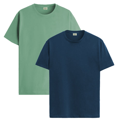 ADRO Mens T Shirts | Solid Tshirts for Men | Pure Cotton Lycra Fabric | 4 Way Stretch Smart tech Tshirt | Pack of 2 Round Neck T-Shirt for Summer