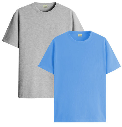 ADRO Mens T Shirts | Solid Tshirts for Men | Pure Cotton Lycra Fabric | 4 Way Stretch Smart tech Tshirt | Pack of 2 Round Neck T-Shirt for Summer