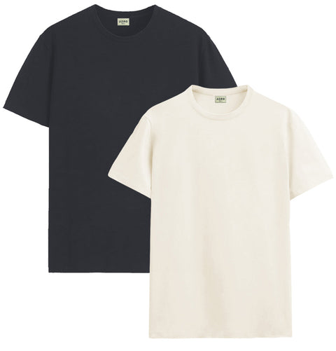 ADRO Mens T Shirts | Solid Tshirts for Men | Pure Cotton Lycra Fabric | 4 Way Stretch Smart tech Tshirt | Pack of 2 Round Neck T-Shirt for Summer
