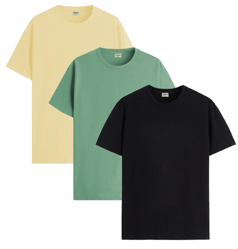 ADRO Mens T Shirts | Solid Tshirts for Men | Pure Cotton Lycra Fabric | 4 Way Stretch Smart tech Tshirt | Pack of 2 Round Neck T-Shirt for Summer