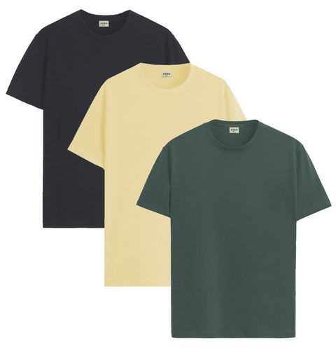 ADRO Mens T Shirts | Solid Tshirts for Men | Pure Cotton Lycra Fabric | 4 Way Stretch Smart tech Tshirt | Pack of 2 Round Neck T-Shirt for Summer