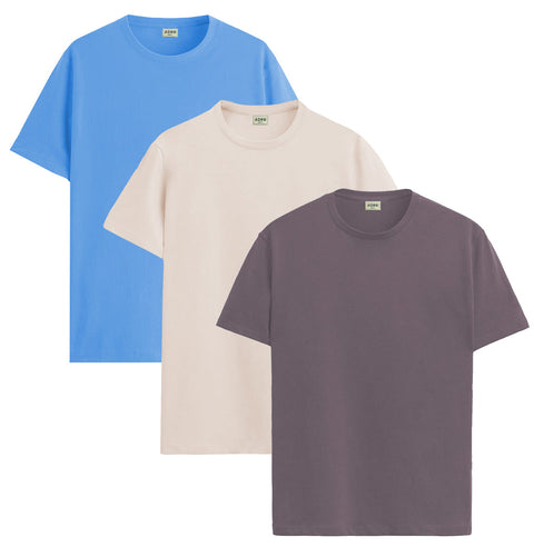 ADRO Mens T Shirts | Solid Tshirts for Men | Pure Cotton Lycra Fabric | 4 Way Stretch Smart tech Tshirt | Pack of 2 Round Neck T-Shirt for Summer