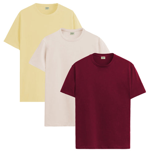 ADRO Mens T Shirts | Solid Tshirts for Men | Pure Cotton Lycra Fabric | 4 Way Stretch Smart tech Tshirt | Pack of 2 Round Neck T-Shirt for Summer