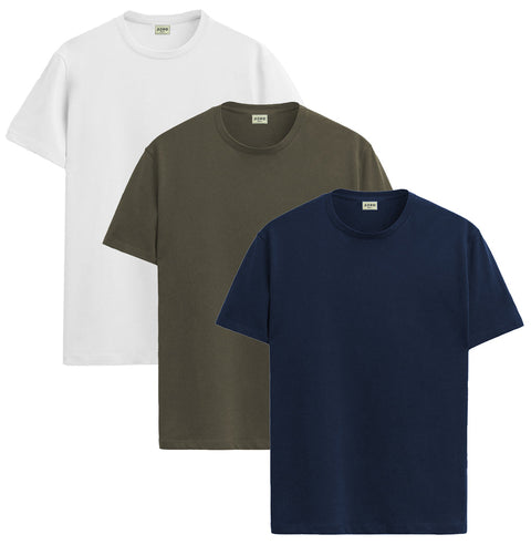 ADRO Mens T Shirts | Solid Tshirts for Men | Pure Cotton Lycra Fabric | 4 Way Stretch Smart tech Tshirt | Pack of 2 Round Neck T-Shirt for Summer