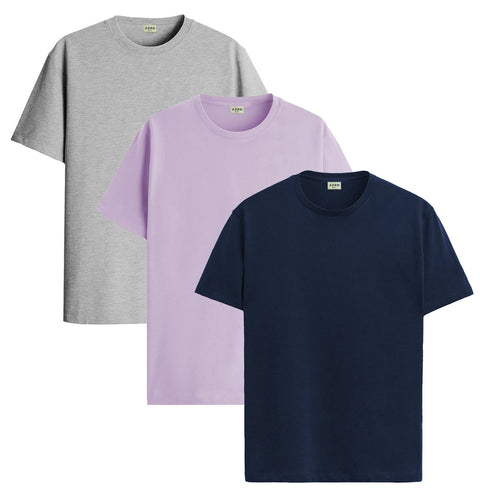 ADRO Mens T Shirts | Solid Tshirts for Men | Pure Cotton Lycra Fabric | 4 Way Stretch Smart tech Tshirt | Pack of 3 Round Neck T-Shirt for Summer