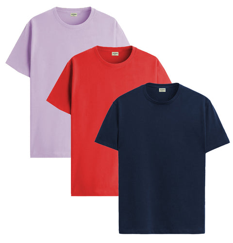 ADRO Mens T Shirts | Solid Tshirts for Men | Pure Cotton Lycra Fabric | 4 Way Stretch Smart tech Tshirt | Pack of 3 Round Neck T-Shirt for Summer