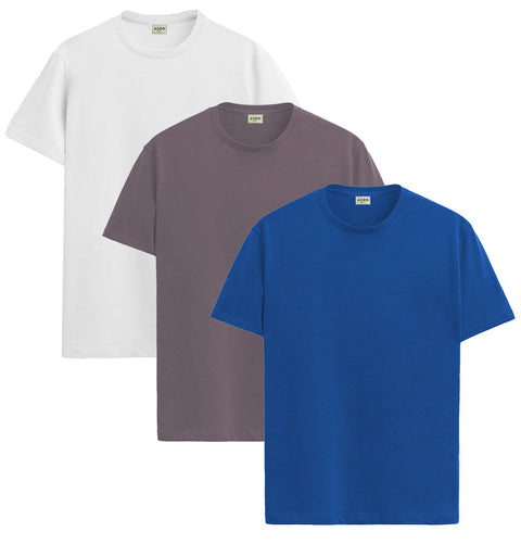 ADRO Mens T Shirts | Solid Tshirts for Men | Pure Cotton Lycra Fabric | 4 Way Stretch Smart tech Tshirt | Pack of 2 Round Neck T-Shirt for Summer